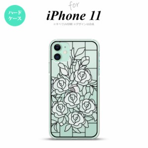 iPhone11 iPhone11 背面ケース カバー ステンドグラス風 おしゃれ バラ ホワイト ステンドグラス風 かわいい おしゃれ 背面ケース nk-i11