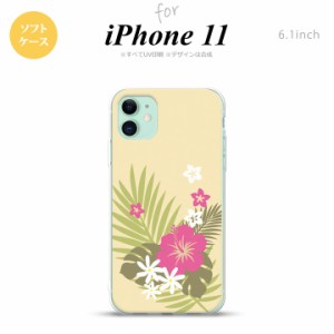 iPhone11 iPhone11 スマホケース ソフトケース ハイビスカス D ベージュ ピンク メンズ レディース nk-i11-tp1053