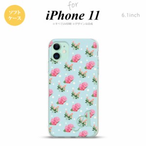 iPhone11 iPhone11 スマホケース ソフトケース 花柄 バラ ドット 水色 +アルファベット メンズ レディース nk-i11-tp241i