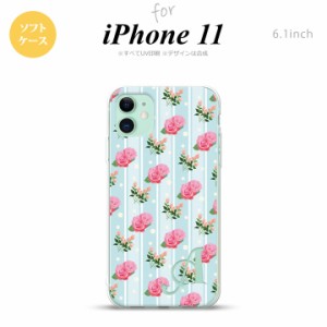 iPhone11 iPhone11 スマホケース ソフトケース 花柄 バラ レース 水色 +アルファベット メンズ レディース nk-i11-tp247i