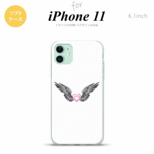 iPhone11 iPhone11 スマホケース ソフトケース 黒翼 ハート 白 ピンク メンズ レディース nk-i11-tp469
