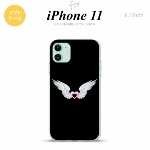 iPhone11 iPhone11 スマホケース ソフトケース 白翼 ハート 黒 ピンク メンズ レディース nk-i11-tp473