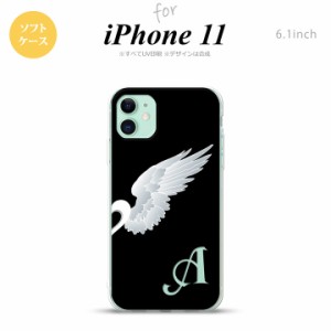 iPhone11 iPhone11 スマホケース ソフトケース 翼 ペア 右 黒 +アルファベット メンズ レディース nk-i11-tp789i