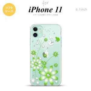 iPhone11 iPhone11 スマホケース ソフトケース 花柄 ガーベラ 緑 メンズ レディース nk-i11-tp803