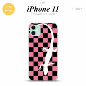 iPhone11 iPhone11 スマホケース ソフトケース トカゲ 市松 ピンク メンズ レディース nk-i11-tp863