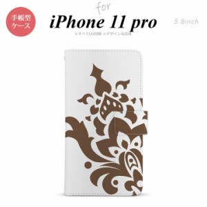 iPhone11Pro iPhone11 Pro 手帳型スマホケース カバー ダマスク 茶  nk-004s-i11p-dr1031
