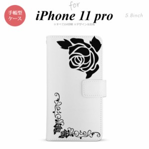 iPhone11Pro iPhone11 Pro 手帳型スマホケース カバー バラ クリア 黒  nk-004s-i11p-dr1065