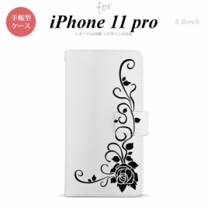 iPhone11Pro iPhone11 Pro 手帳型スマホケース カバー バラ クリア 黒  nk-004s-i11p-dr1069