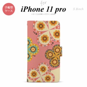 iPhone11Pro iPhone11 Pro 手帳型スマホケース カバー エスニック 花柄 ピンク ベージュ  nk-004s-i11p-dr1582