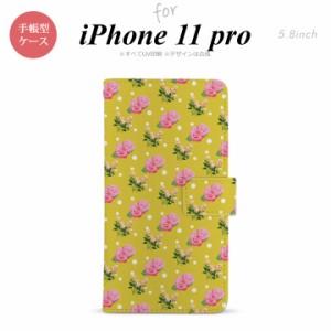 iPhone11Pro iPhone11 Pro 手帳型スマホケース カバー 花柄 バラ ドット 黄  nk-004s-i11p-dr242