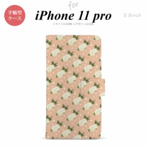 iPhone11Pro iPhone11 Pro 手帳型スマホケース カバー 花柄 バラ ドット ライトサーモン  nk-004s-i11p-dr245