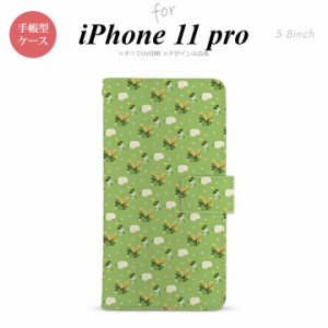 iPhone11Pro iPhone11 Pro 手帳型スマホケース カバー 花柄 バラ ドット 小 緑  nk-004s-i11p-dr248