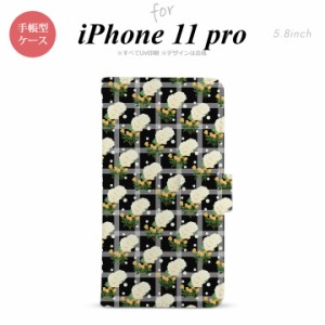 iPhone11Pro iPhone11 Pro 手帳型スマホケース カバー 花柄 バラ チェック 黒  nk-004s-i11p-dr253