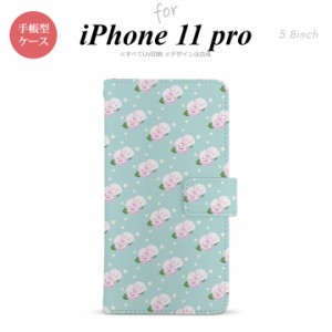 iPhone11Pro iPhone11 Pro 手帳型スマホケース カバー 花柄 バラ ドット 水色  nk-004s-i11p-dr261