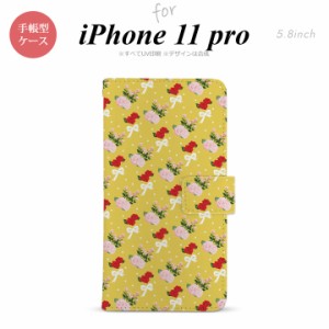 iPhone11Pro iPhone11 Pro 手帳型スマホケース カバー 花柄 バラ リボン 黄  nk-004s-i11p-dr263