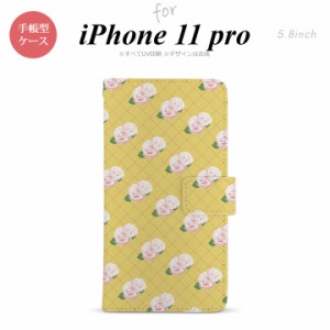 iPhone11Pro iPhone11 Pro 手帳型スマホケース カバー 花柄 バラ 編み 黄  nk-004s-i11p-dr265