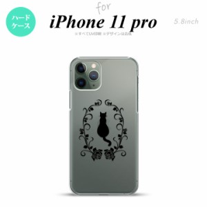 iPhone11Pro iPhone11 Pro スマホケース ハードケース 猫とバラ A 黒 メンズ レディース nk-i11p-1142