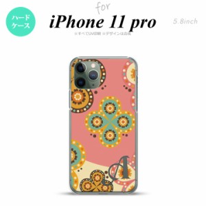 iPhone11Pro iPhone11 Pro スマホケース ハードケース エスニック 花柄 ピンク ベージュ +アルファベット メンズ レディース nk-i11p-158