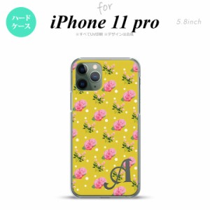 iPhone11Pro iPhone11 Pro スマホケース ハードケース 花柄 バラ ドット 黄 +アルファベット メンズ レディース nk-i11p-242i