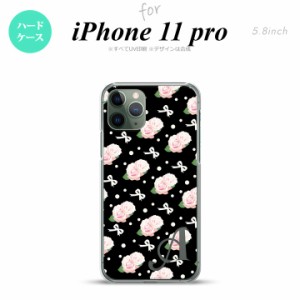 iPhone11Pro iPhone11 Pro スマホケース ハードケース 花柄 バラ リボン 黒 +アルファベット メンズ レディース nk-i11p-257i