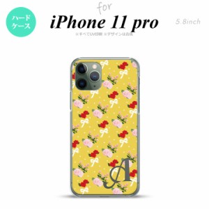 iPhone11Pro iPhone11 Pro スマホケース ハードケース 花柄 バラ リボン 黄 +アルファベット メンズ レディース nk-i11p-263i