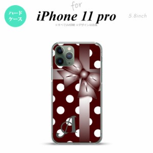 iPhone11Pro iPhone11 Pro スマホケース ハードケース ドット リボン 赤茶 +アルファベット メンズ レディース nk-i11p-301i