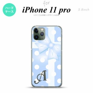 iPhone11Pro iPhone11 Pro スマホケース ハードケース ドット リボン 青 +アルファベット メンズ レディース nk-i11p-302i