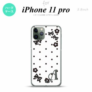 iPhone11Pro iPhone11 Pro スマホケース ハードケース 花柄 ドット リボン 白 +アルファベット メンズ レディース nk-i11p-353i