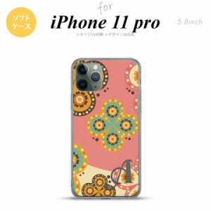 iPhone11Pro iPhone11 Pro スマホケース ソフトケース エスニック 花柄 ピンク ベージュ +アルファベット メンズ レディース nk-i11p-tp1