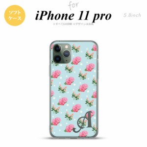 iPhone11Pro iPhone11 Pro スマホケース ソフトケース 花柄 バラ ドット 水色 +アルファベット メンズ レディース nk-i11p-tp241i