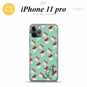 iPhone11Pro iPhone11 Pro スマホケース ソフトケース 花柄 バラ リボン ターコイズ +アルファベット メンズ レディース nk-i11p-tp244i