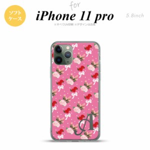 iPhone11Pro iPhone11 Pro スマホケース ソフトケース 花柄 バラ リボン ピンク ビビット +アルファベット メンズ レディース nk-i11p-tp
