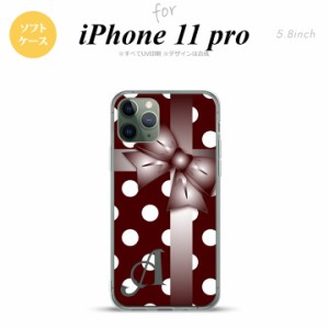 iPhone11Pro iPhone11 Pro スマホケース ソフトケース ドット リボン 赤茶 +アルファベット メンズ レディース nk-i11p-tp301i