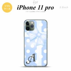 iPhone11Pro iPhone11 Pro スマホケース ソフトケース ドット リボン 青 +アルファベット メンズ レディース nk-i11p-tp302i