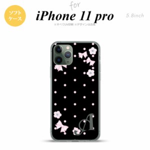 iPhone11Pro iPhone11 Pro スマホケース ソフトケース 花柄 ドット リボン 黒 +アルファベット メンズ レディース nk-i11p-tp352i