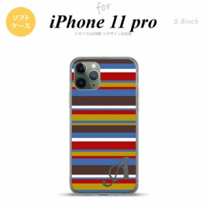 iPhone11Pro iPhone11 Pro スマホケース ソフトケース ボーダー ブルーブラウン +アルファベット メンズ レディース nk-i11p-tp703i