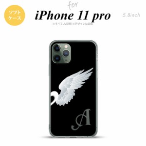 iPhone11Pro iPhone11 Pro スマホケース ソフトケース 翼 ペア 右 黒 +アルファベット メンズ レディース nk-i11p-tp789i