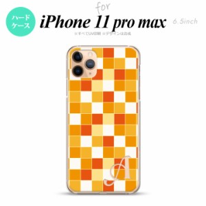 iPhone11ProMax iPhone11pro max スマホケース ハードケース スクエア モザイク オレンジ +アルファベット メンズ レディース nk-i11pm-1