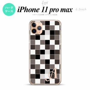 iPhone11ProMax iPhone11pro max スマホケース ハードケース スクエア モザイク グレー +アルファベット メンズ レディース nk-i11pm-101