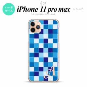 iPhone11ProMax iPhone11pro max スマホケース ハードケース スクエア モザイク 青 +アルファベット メンズ レディース nk-i11pm-1020i