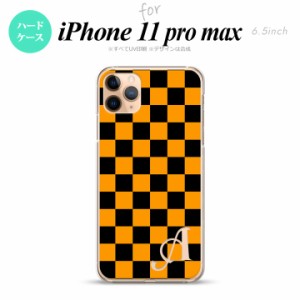 iPhone11ProMax iPhone11pro max スマホケース ハードケース スクエア 黒 オレンジ +アルファベット メンズ レディース nk-i11pm-761i