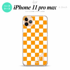 iPhone11ProMax iPhone11pro max スマホケース ハードケース スクエア 白 オレンジ +アルファベット メンズ レディース nk-i11pm-764i