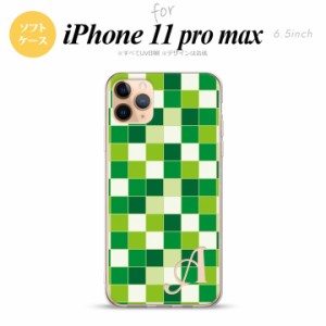 iPhone11ProMax iPhone11pro max スマホケース ソフトケース スクエア モザイク 緑 +アルファベット メンズ レディース nk-i11pm-tp1022i