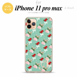 iPhone11ProMax iPhone11pro max スマホケース ソフトケース 花柄 バラ リボン ターコイズ +アルファベット メンズ レディース nk-i11pm-