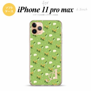 iPhone11ProMax iPhone11pro max スマホケース ソフトケース 花柄 バラ ドット 小 緑 +アルファベット メンズ レディース nk-i11pm-tp248