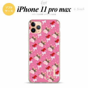 iPhone11ProMax iPhone11pro max スマホケース ソフトケース 花柄 バラ リボン ピンク ビビット +アルファベット メンズ レディース nk-i