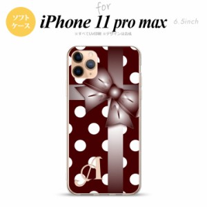 iPhone11ProMax iPhone11pro max スマホケース ソフトケース ドット リボン 赤茶 +アルファベット メンズ レディース nk-i11pm-tp301i