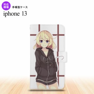 i13 iPhone13 手帳型スマホケース 全面印刷 女の子 キャラ 茶色 人気 おしゃれ スマート シンプル  nk-004s-i13-dr1331