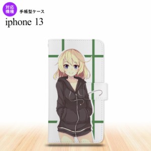 i13 iPhone13 手帳型スマホケース 全面印刷 女の子 キャラ 緑 人気 おしゃれ スマート シンプル  nk-004s-i13-dr1332