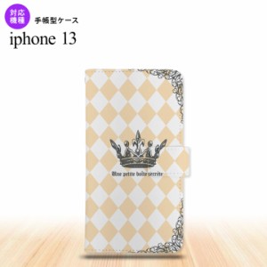 i13 iPhone13 手帳型スマホケース 全面印刷 王冠 オレンジ 人気 おしゃれ スマート シンプル  nk-004s-i13-dr1453